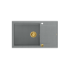 QUADRON EVAN 136 XL GraniteQ zlewozmywak z syfonem Push To Open 1-komorowy z/o (860x500x210; kom. 420x490) silver stone / elementy złote HCQE58650U5PVDG1P2O